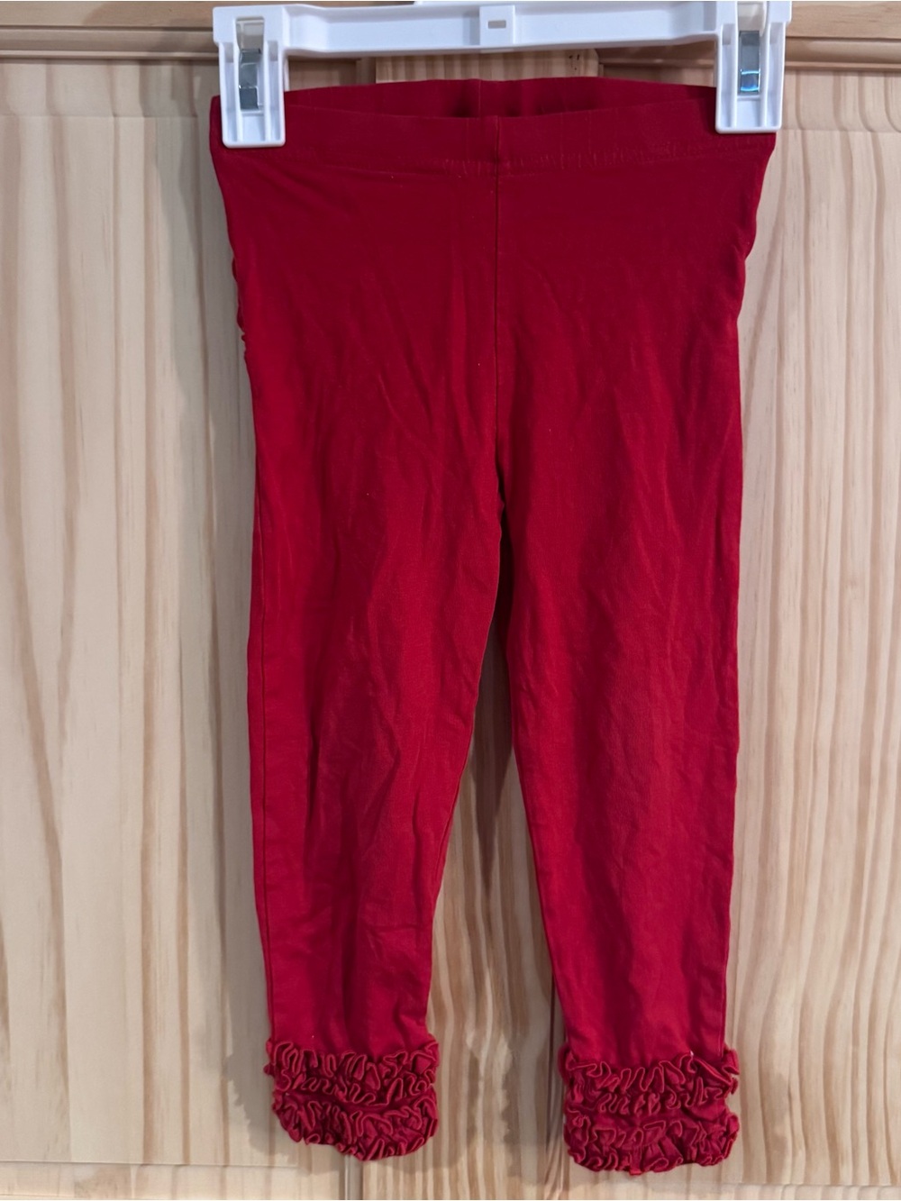 RuffleButts Red Leggings Pants with Ruffle Hem 2T 3T